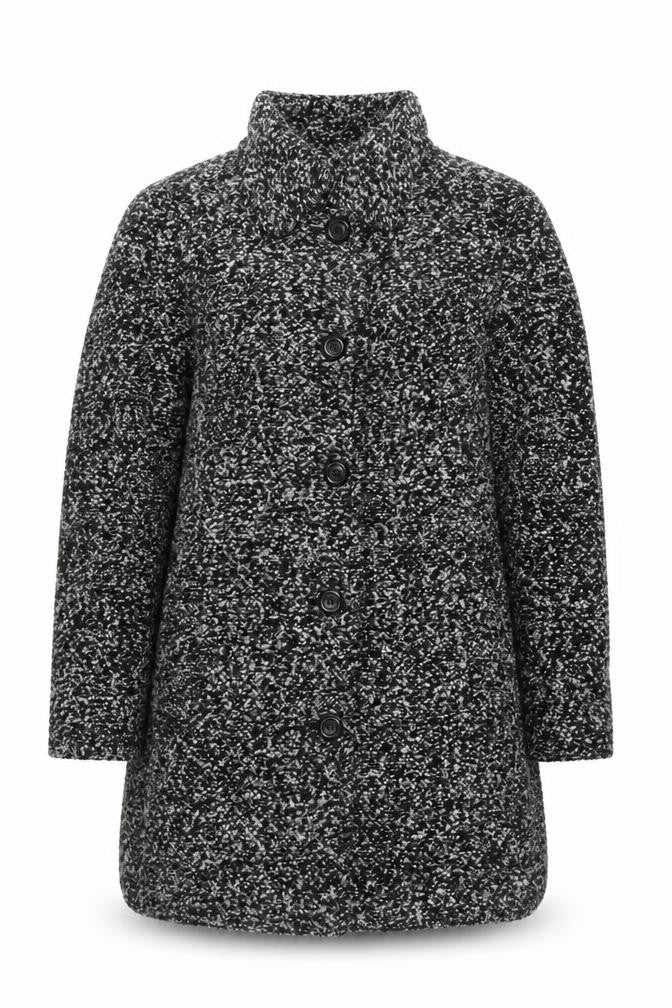 ISLE Collection Womens Black Wool Blend Mid-Length Coat Size 10