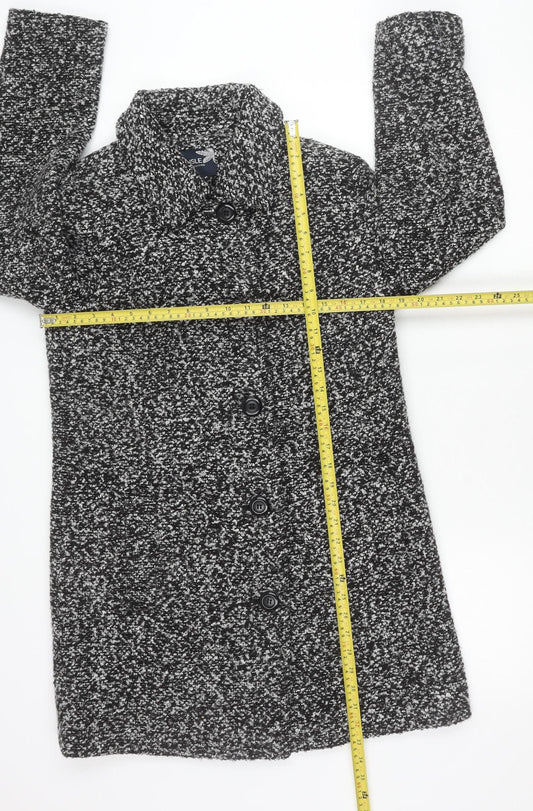 ISLE Collection Womens Black Wool Blend Mid-Length Coat Size 10