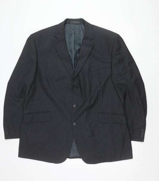 BHS Men’s Grey Pinstripe Blazer Jacket 48 Chest Regular Fit