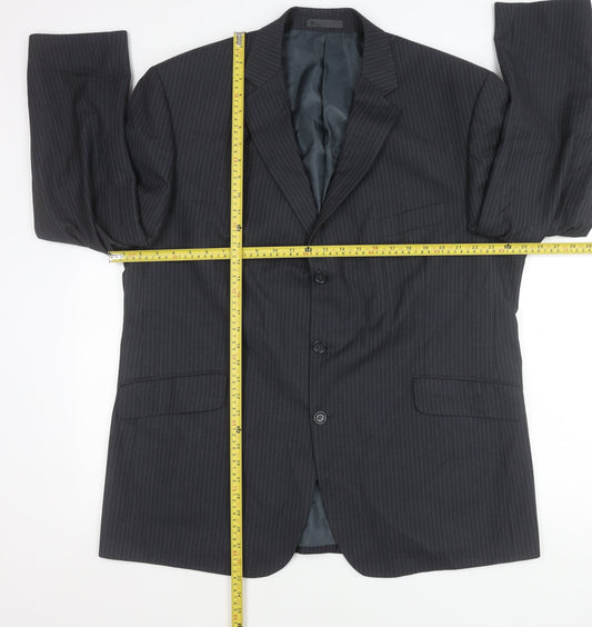 BHS Men’s Grey Pinstripe Blazer Jacket 48 Chest Regular Fit