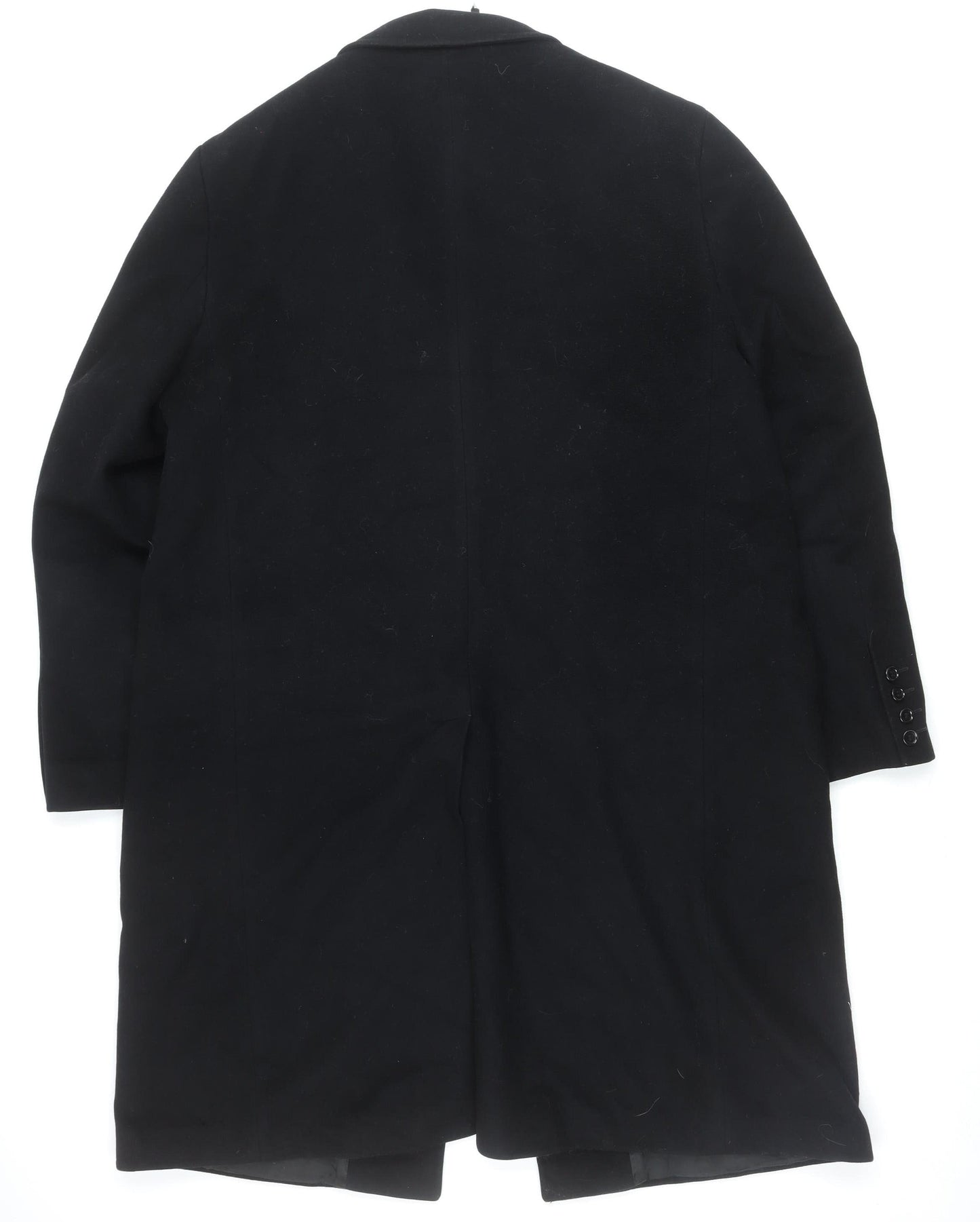 Jaeger Men's Black Wool Cashmere Long Overcoat Size 56R Classic Business