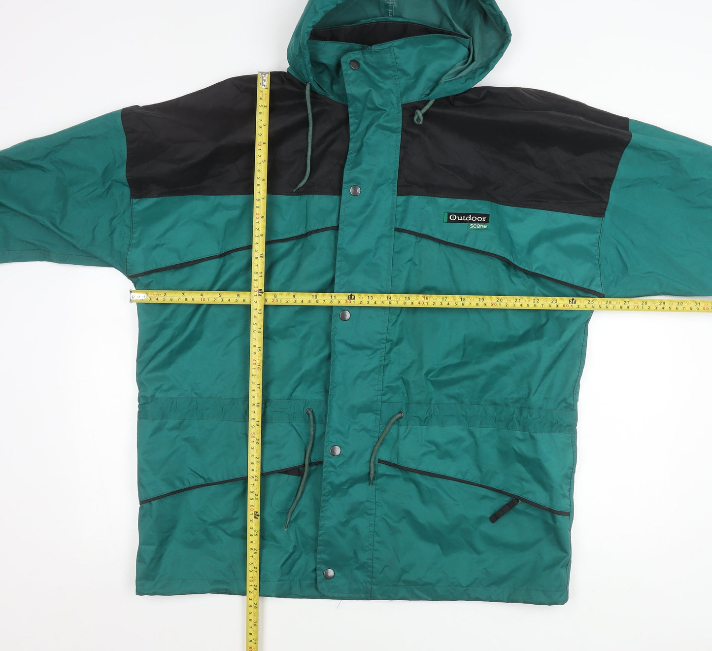 Outdoor Scene Mens Green Rain Coat Jacket M Hooded PVC Waterproof