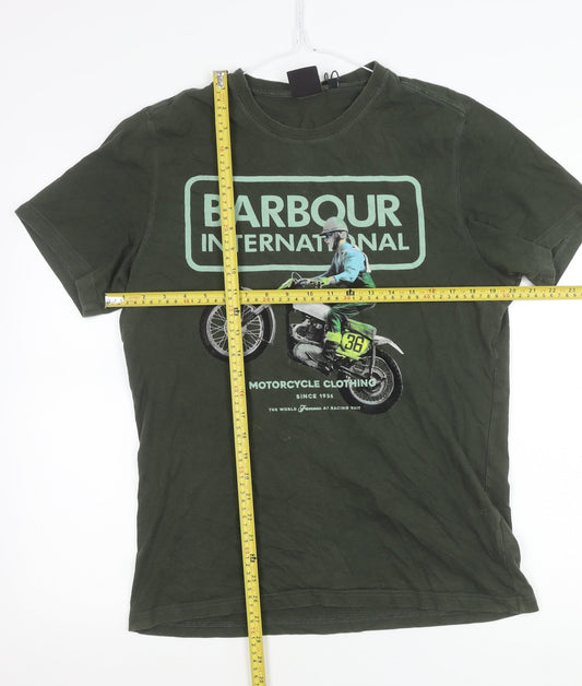 Barbour International Men's Green M Slim Fit Graphic Motorcycle T-Shirt