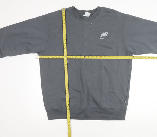 New Balance Mens Grey Sweatshirt M Crew Neck Pullover Logo Sportswear