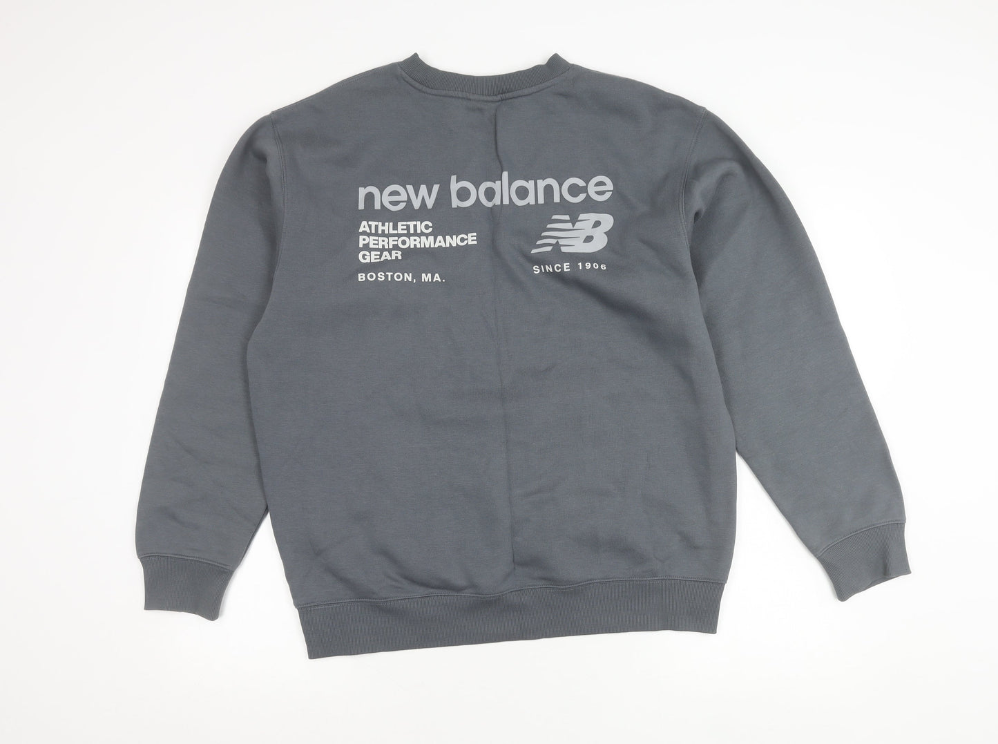 New Balance Mens Grey Sweatshirt M Crew Neck Pullover Logo Sportswear