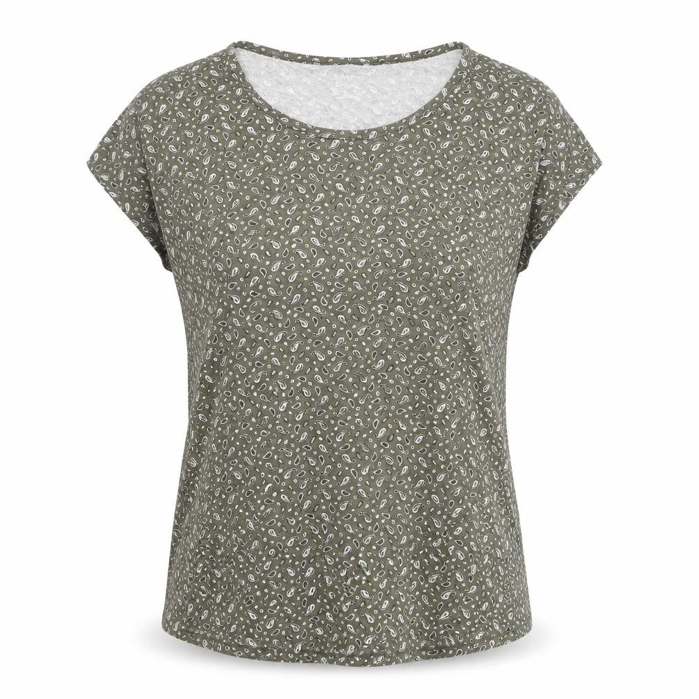 Womens UK Size M Lands' End Green Viscose Blend T-Shirt