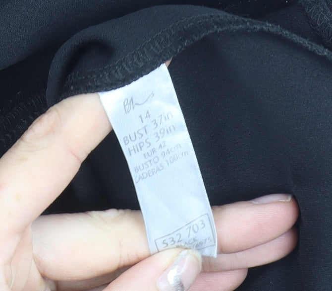 BHS Womens Black Size 14 A-Line Midi Cocktail Dress