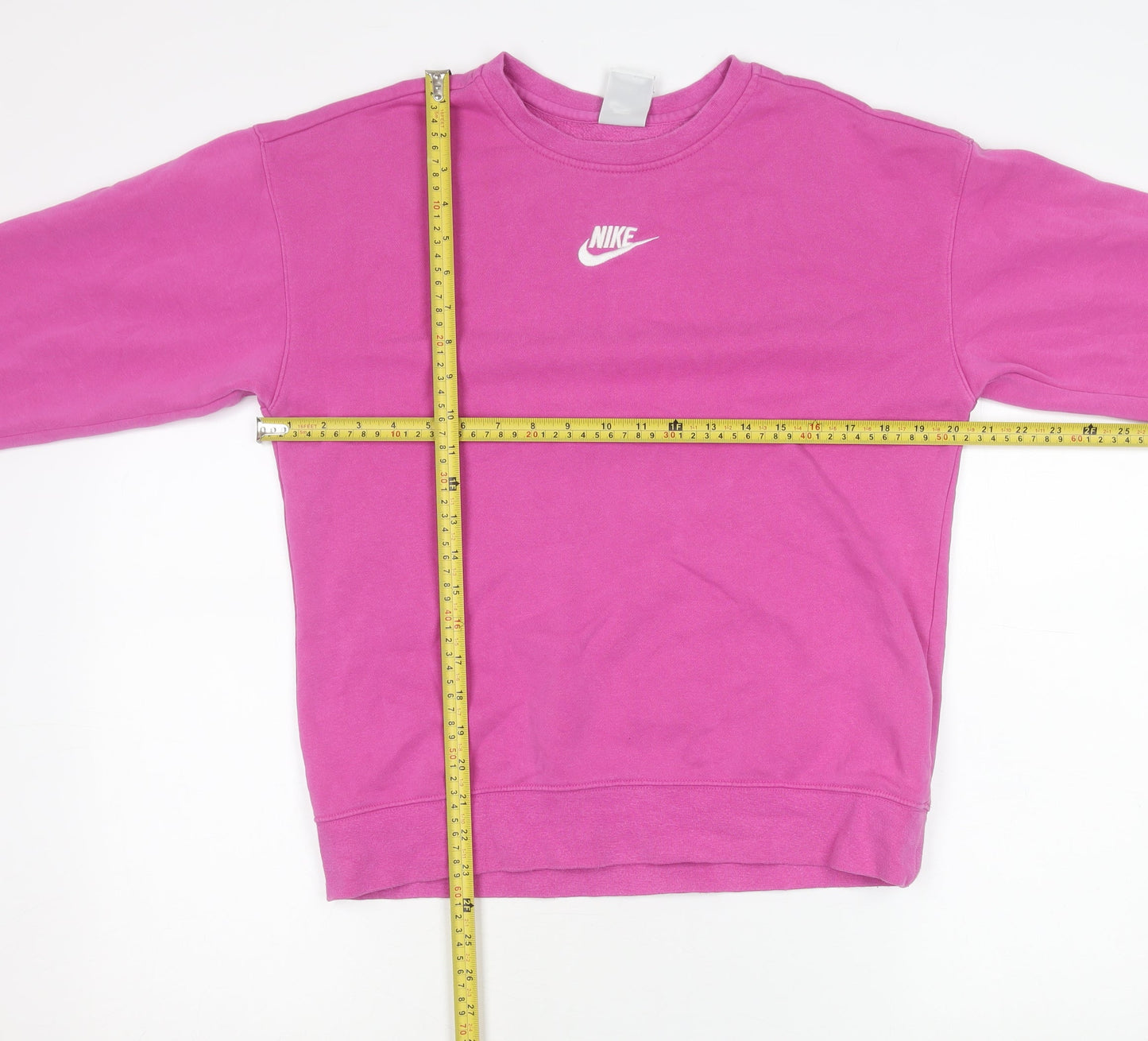 Nike Girls Pink Pullover Sweatshirt Size 146 Crew Neck Logo Long Sleeve