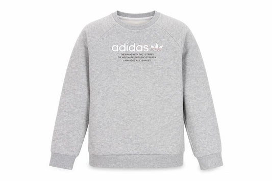 Adidas Girls Grey Logo Sweatshirt 10-11 Years Pullover Crew Neck