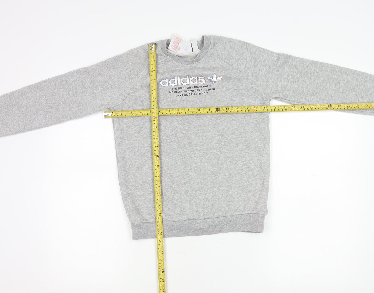 Adidas Girls Grey Logo Sweatshirt 10-11 Years Pullover Crew Neck