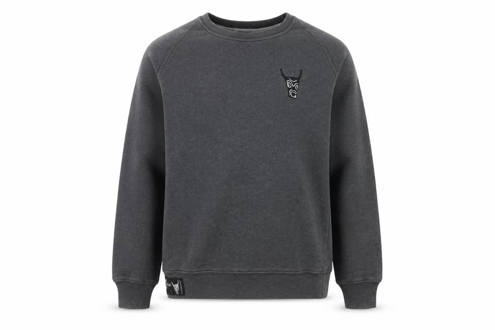 Front view of USHI boys’ grey crew neck sweatshirt 10 years pullover fleece casual