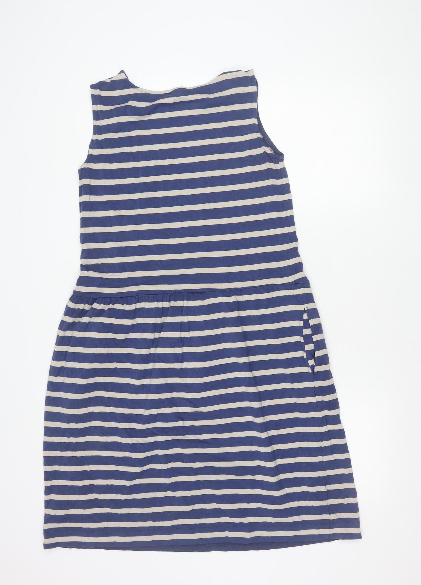 Thought Womens Blue Striped Sleeveless Shift Dress Size 10