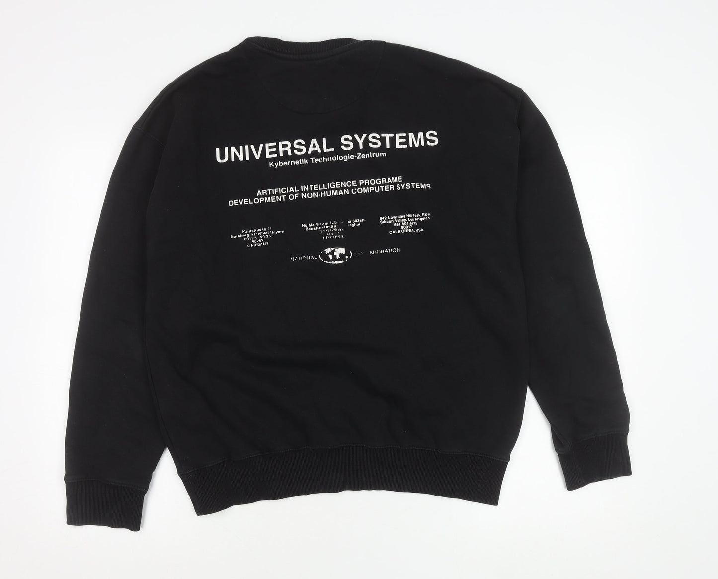 New Look Men Black Graphic Print Pullover Sweatshirt Size M