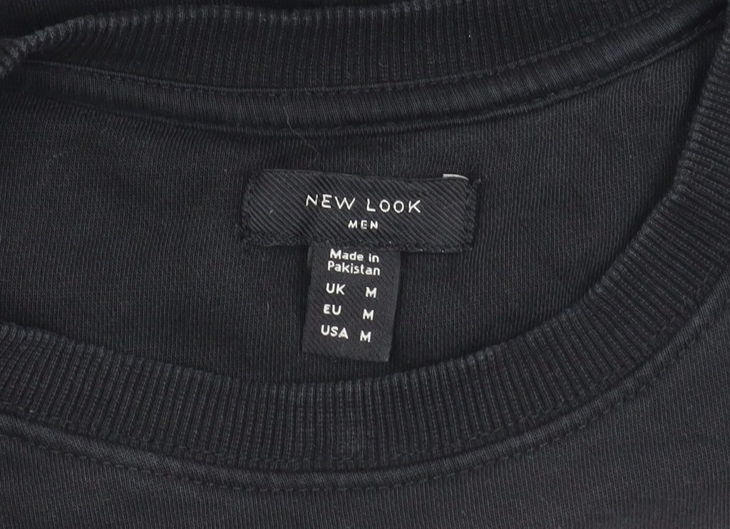 New Look Men Black Graphic Print Pullover Sweatshirt Size M