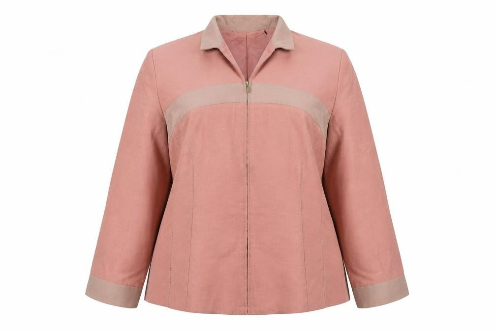 Jacqueline RIU Women’s Pink 3/4 Sleeve Zip Jacket Size 14 Viscose Linen Blend