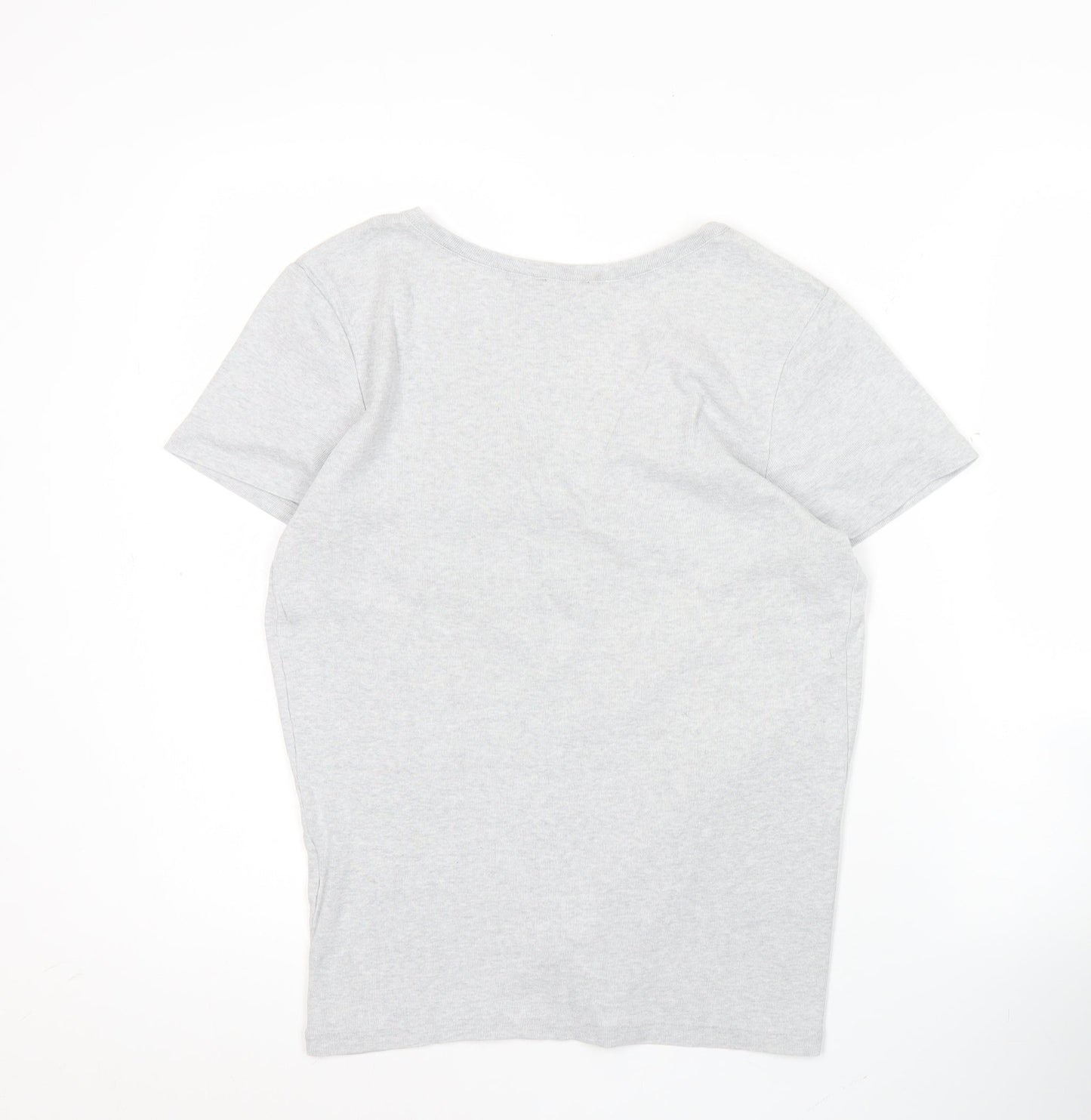 Ralph Lauren Womens Grey V-Neck T-Shirt Size L Embroidered Logo