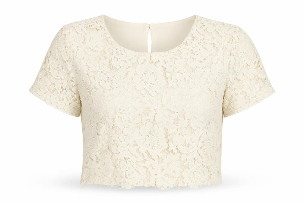 Banana Republic Women’s Ivory Lace Cropped Blouse Size 10
