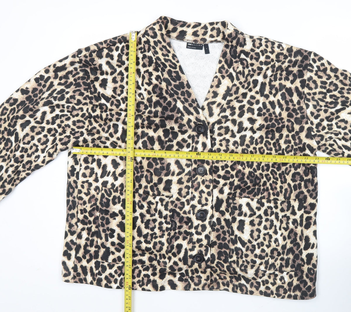 Back view of ASOS DESIGN Women’s Brown Leopard Print Cotton Jacket, size UK 8