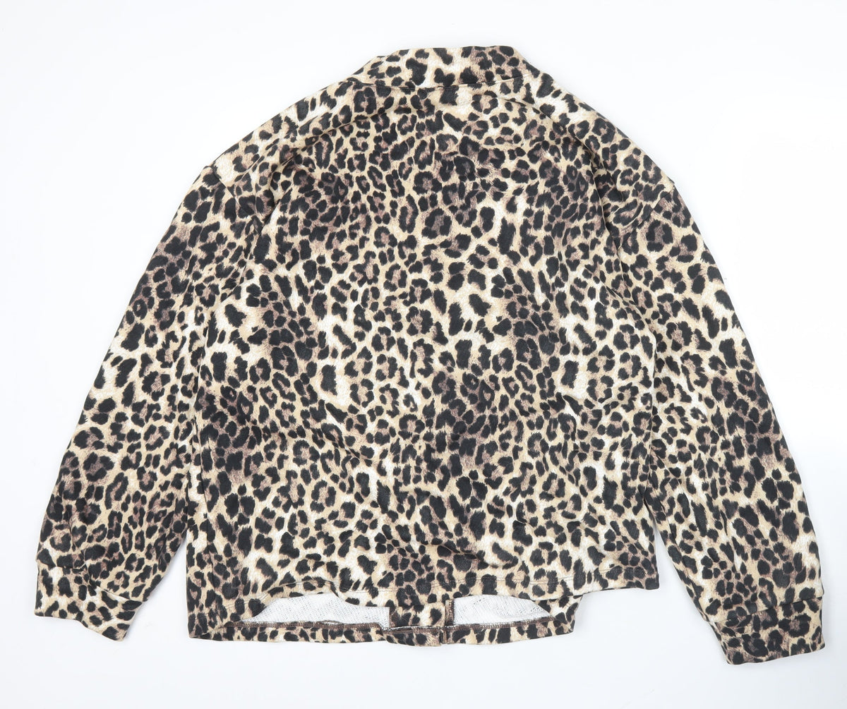 Close-up detail of ASOS DESIGN Women’s Brown Leopard Print Cotton Jacket, size UK 8
