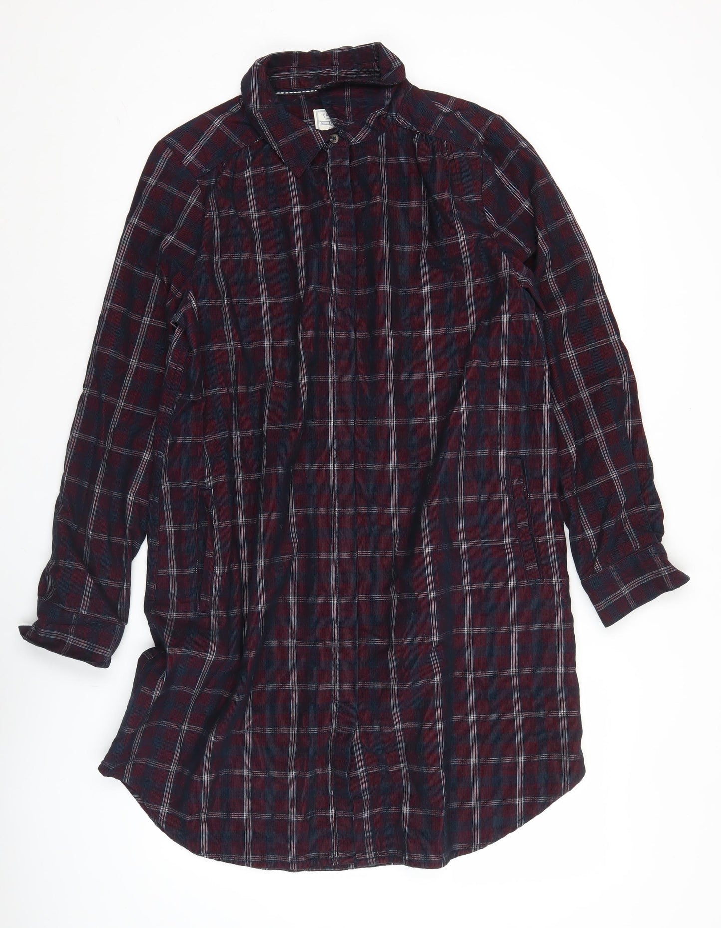 FatFace Womens Shirt Dress UK 14 Multicoloured Checked Cotton Long Sleeve