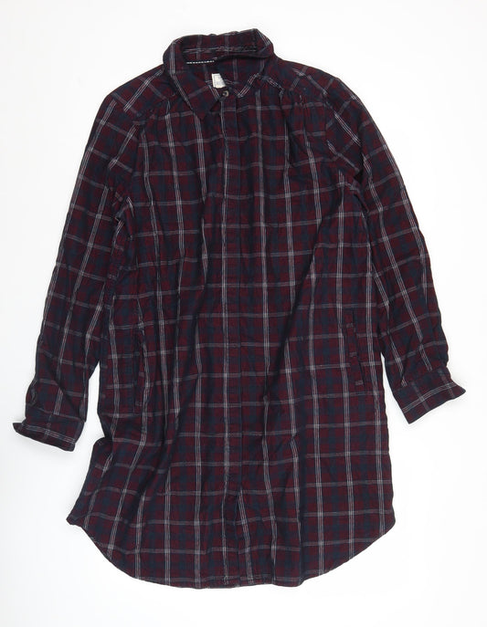 FatFace Womens Shirt Dress UK 14 Multicoloured Checked Cotton Long Sleeve