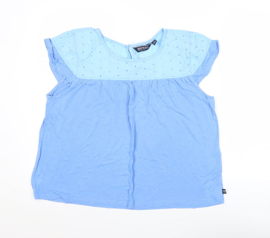 Regatta Womens Blue Cotton Tunic Blouse Size 14 Casual Summer Top