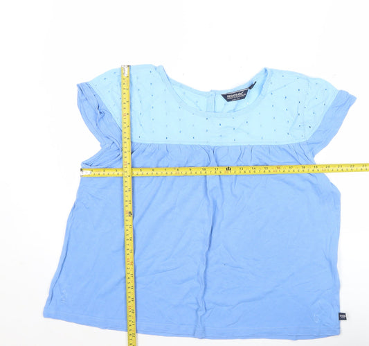 Regatta Womens Blue Cotton Tunic Blouse Size 14 Casual Summer Top