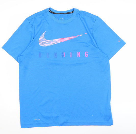 Nike Men Blue Running Dri-FIT Graphic T-Shirt Size L