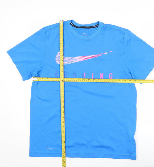 Nike Men Blue Running Dri-FIT Graphic T-Shirt Size L