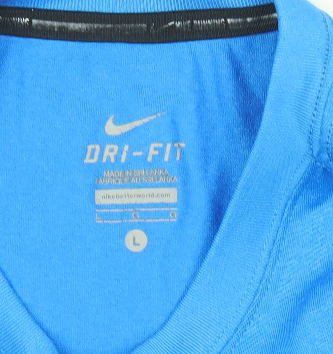 Nike Men Blue Running Dri-FIT Graphic T-Shirt Size L