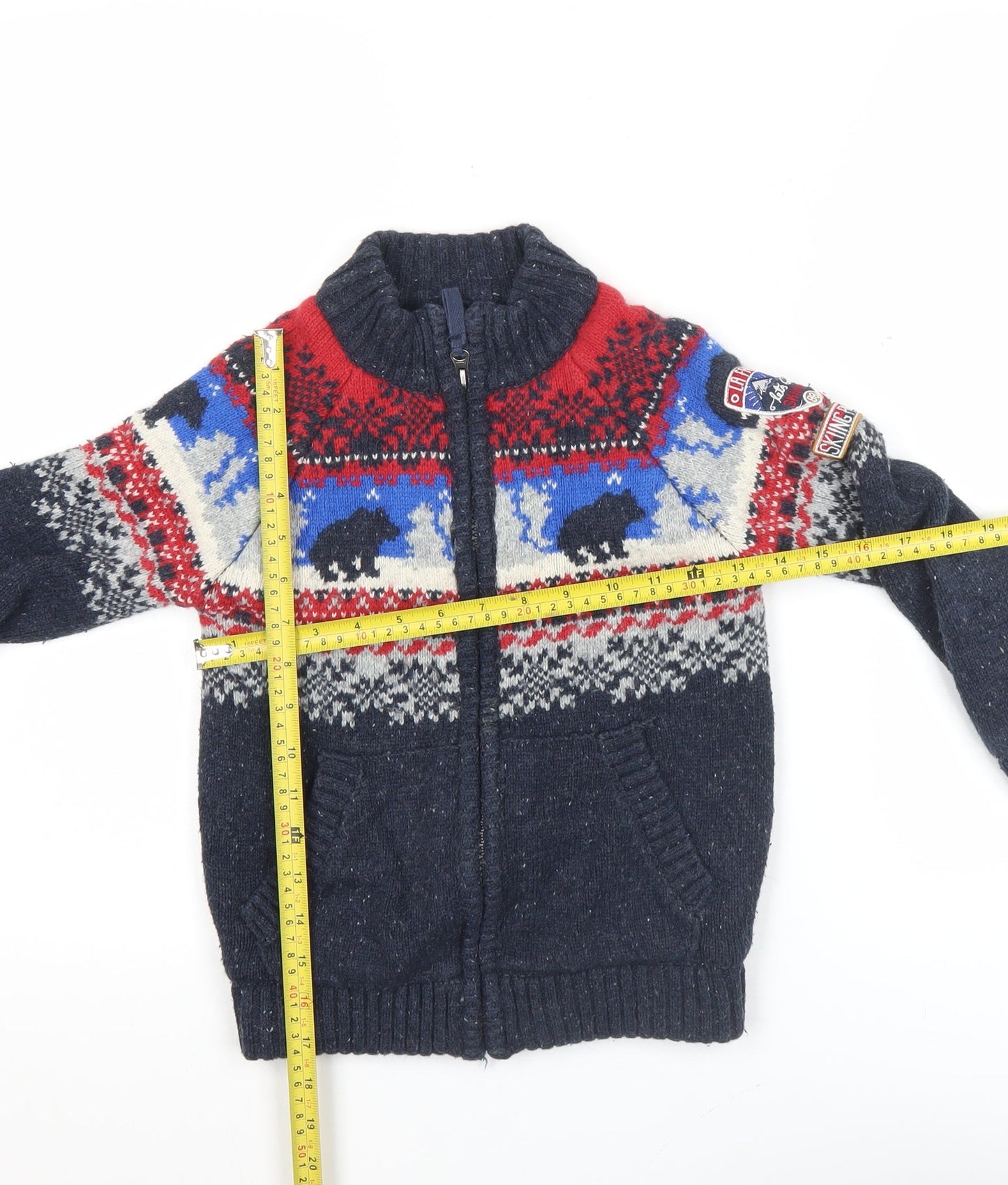 FatFace Boys Multicoloured Fair Isle Full Zip Cardigan Jumper 6-7 Years