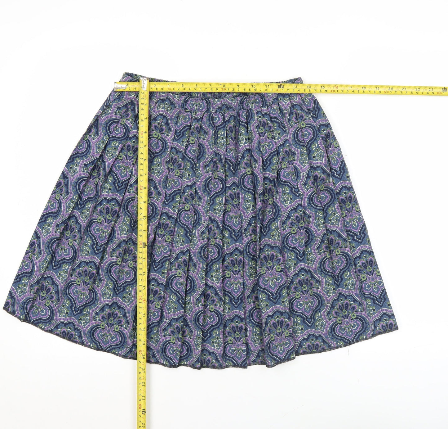 Leslie Fay Women’s Blue Paisley Pleated Knee Length Skirt Size 10