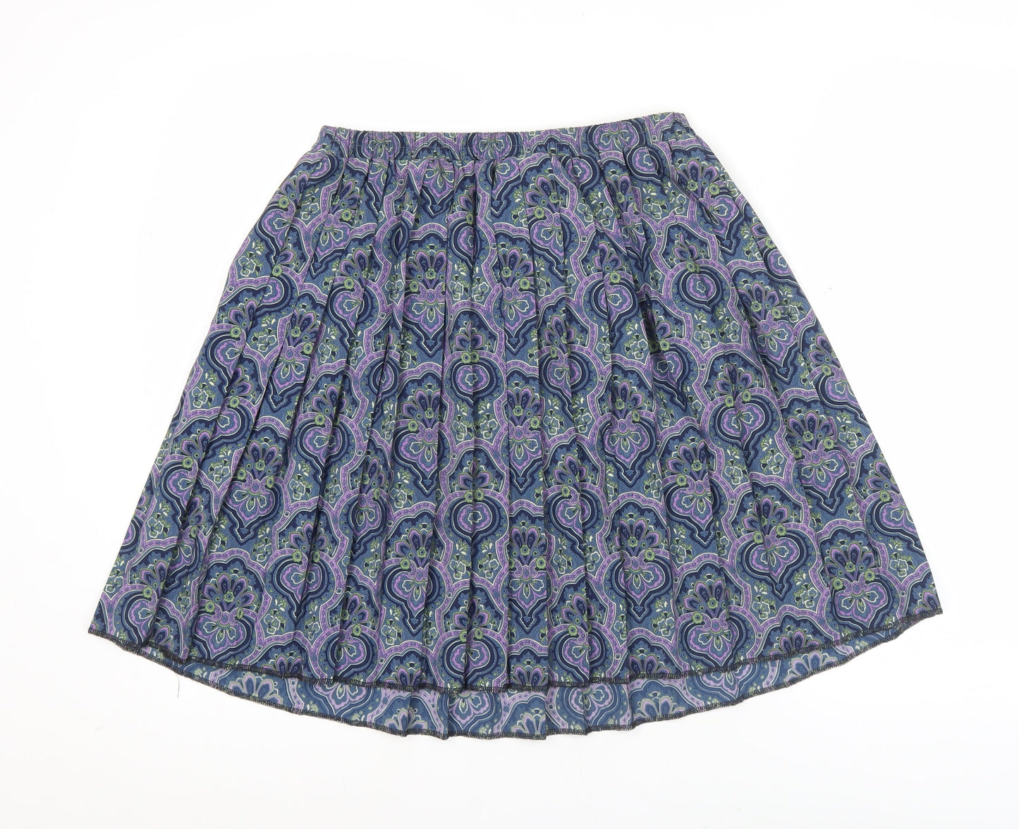 Leslie Fay Women’s Blue Paisley Pleated Knee Length Skirt Size 10