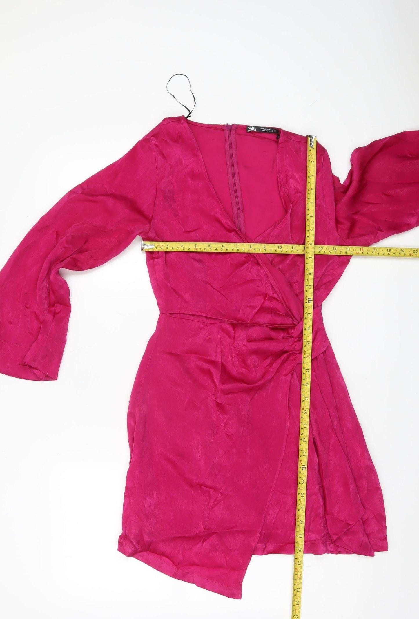 Zara Women Pink XS Wrap Mini Dress Long Sleeve Partywear