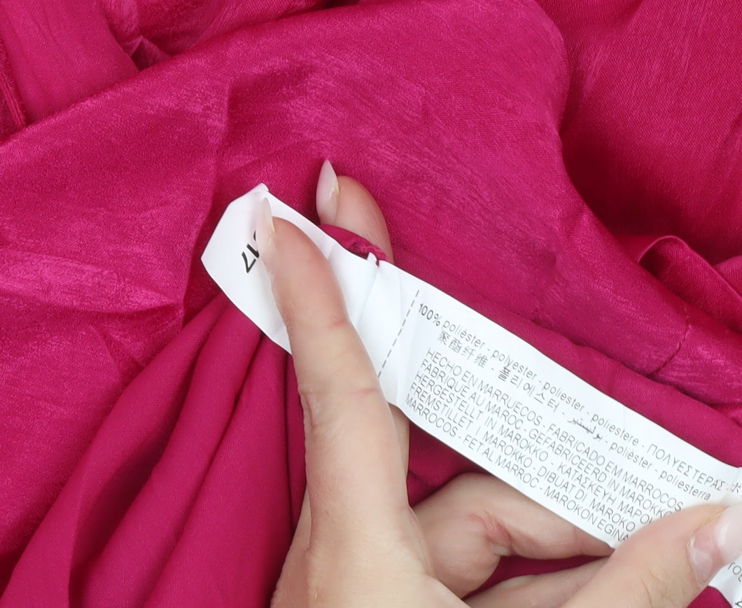 Zara Women Pink XS Wrap Mini Dress Long Sleeve Partywear