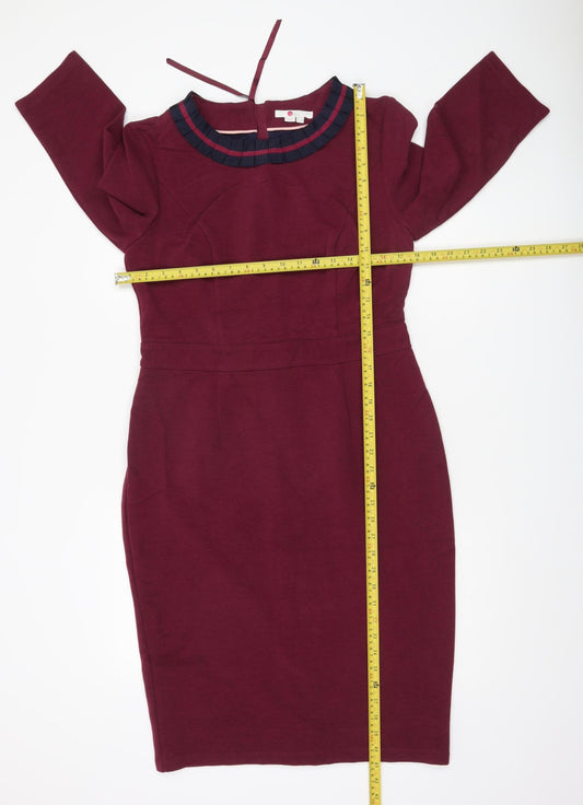 Boden Women Red Sheath Knee Length Dress Size 14 3/4 Sleeve Workwear