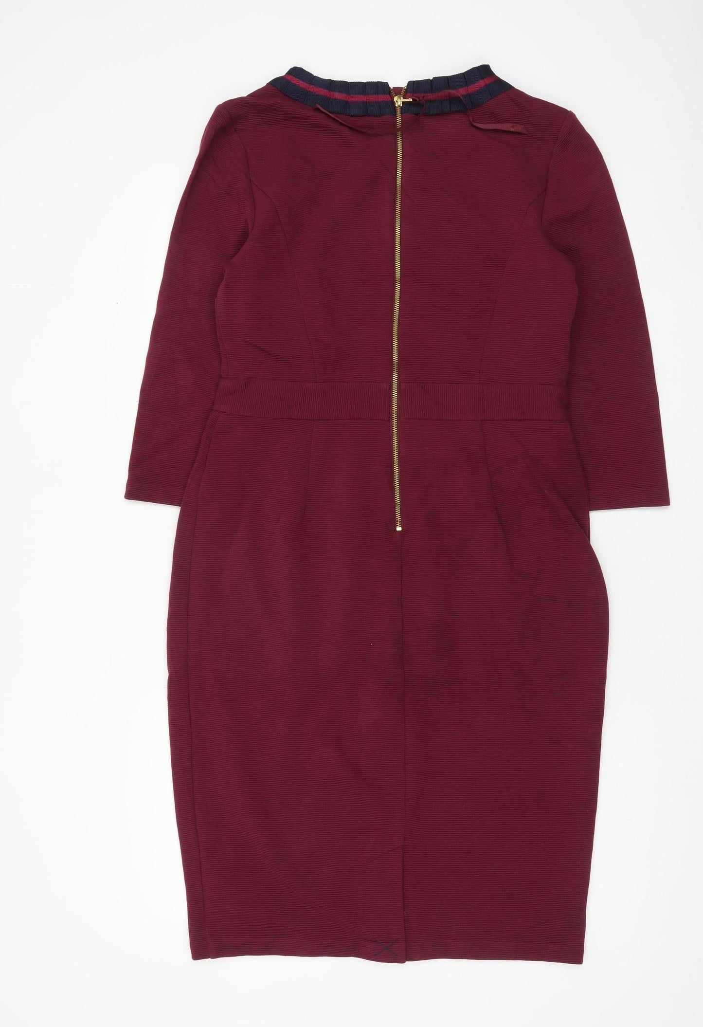 Boden Women Red Sheath Knee Length Dress Size 14 3/4 Sleeve Workwear