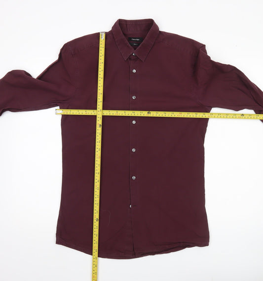 Calvin Klein Men’s Red Slim Fit Long Sleeve Button-Up Shirt Size 39