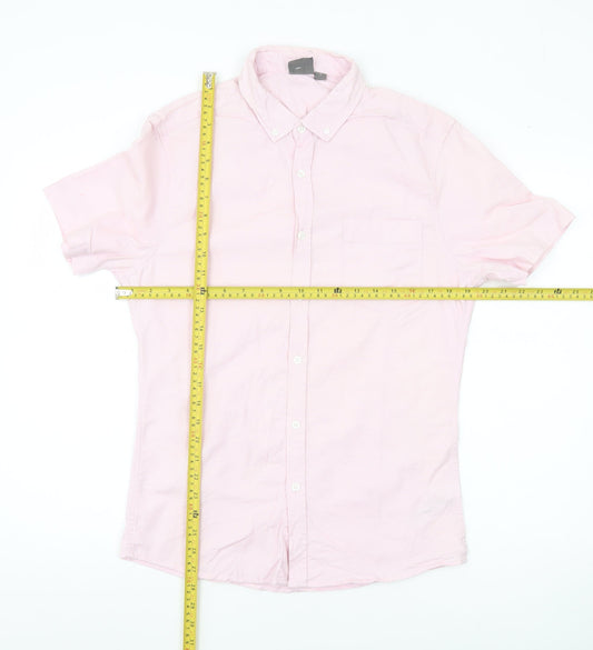 ASOS Men Pink Slim Fit Short Sleeve Button-Down Shirt Medium 38-40"