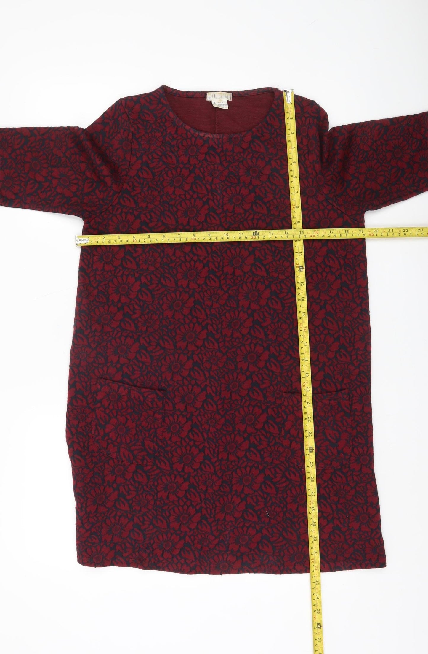 Cooperative Women’s Red Floral Shift Dress M Knee Length Cotton