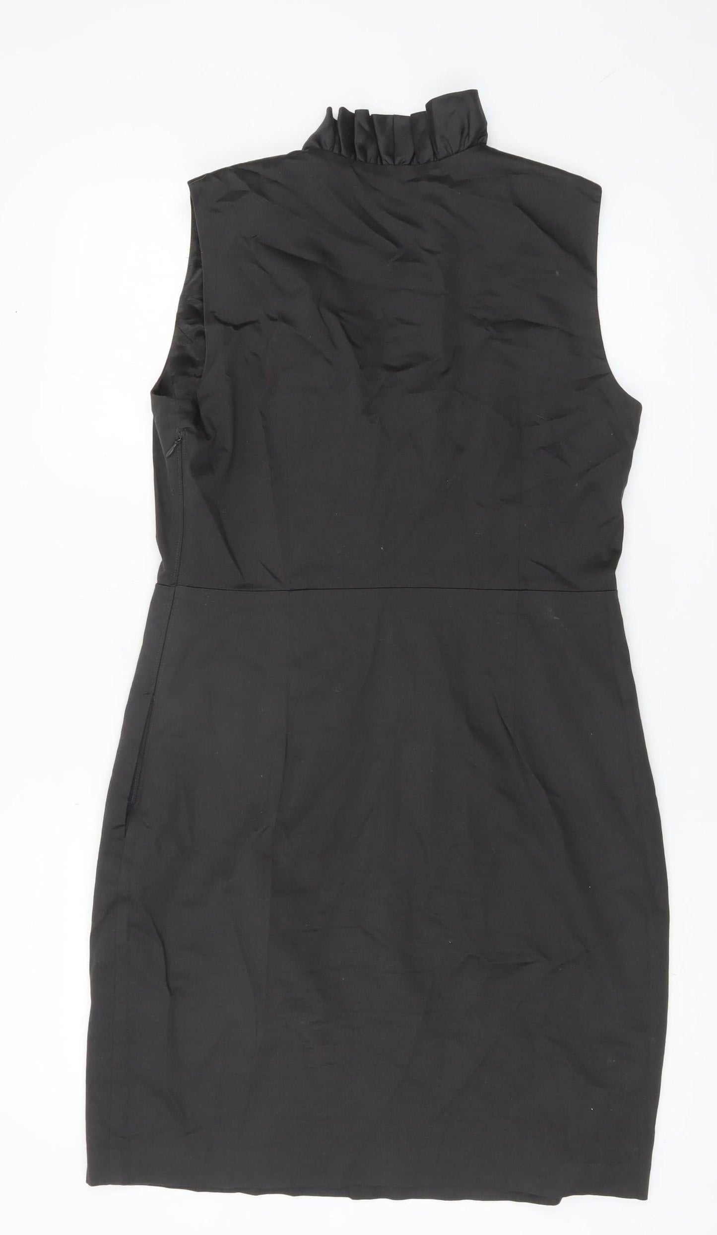 Ted Baker Women's Black Size 10 Sheath Knee Length Ruffle Dress