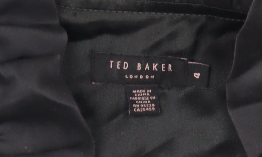 Ted Baker Women's Black Size 10 Sheath Knee Length Ruffle Dress