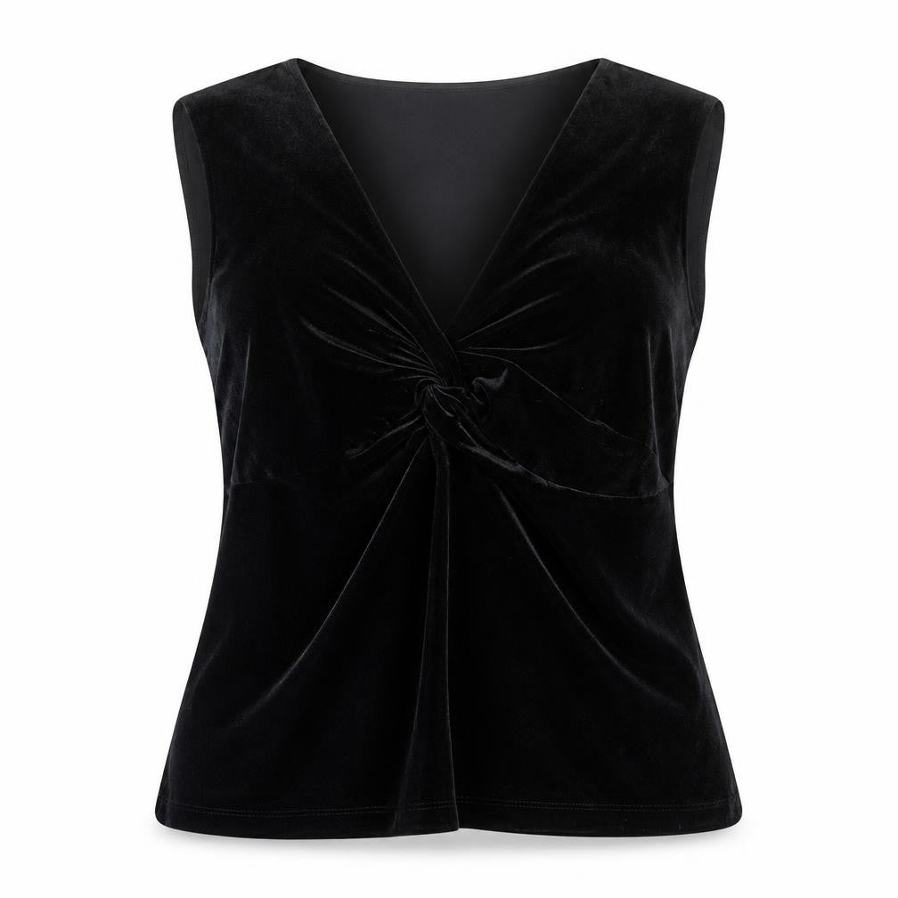 Marks and Spencer Women’s Black Velvet V-Neck Sleeveless Blouse UK14