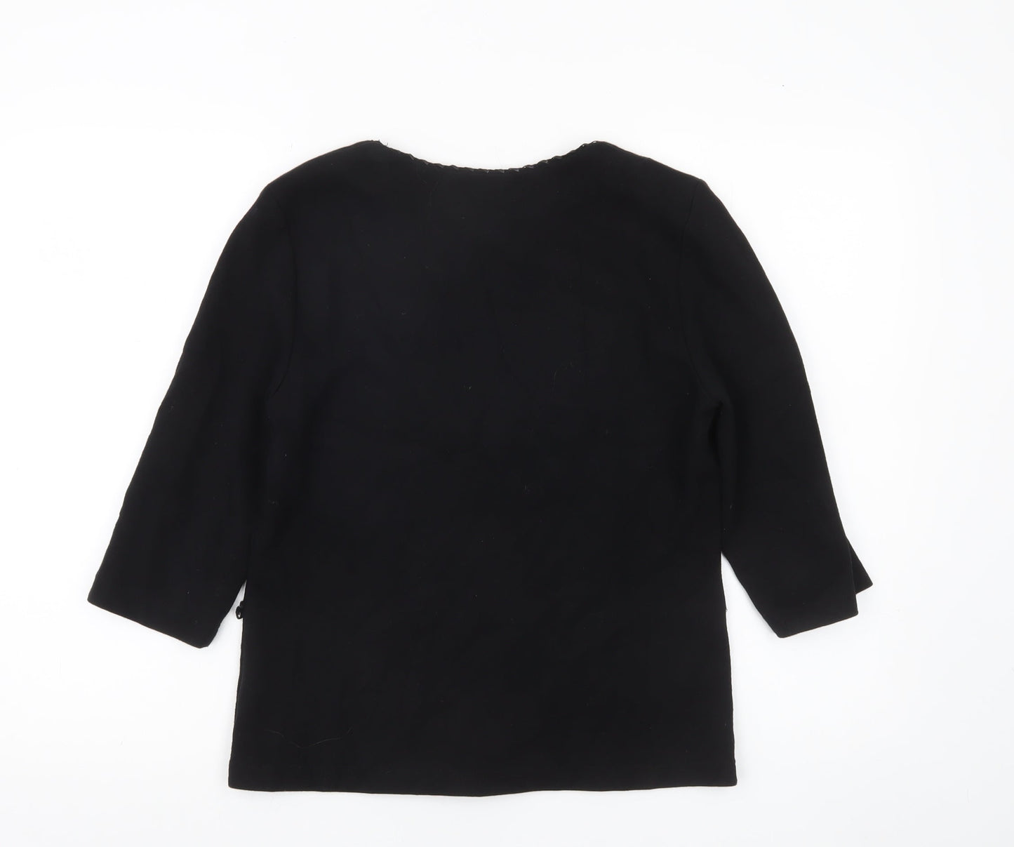 Minuet Womens Black Size 12 Scoop Neck 3/4 Sleeve Stretch Blouse