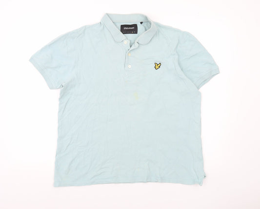 Lyle & Scott Mens Blue Cotton Polo Shirt XL Short Sleeve Classic Fit