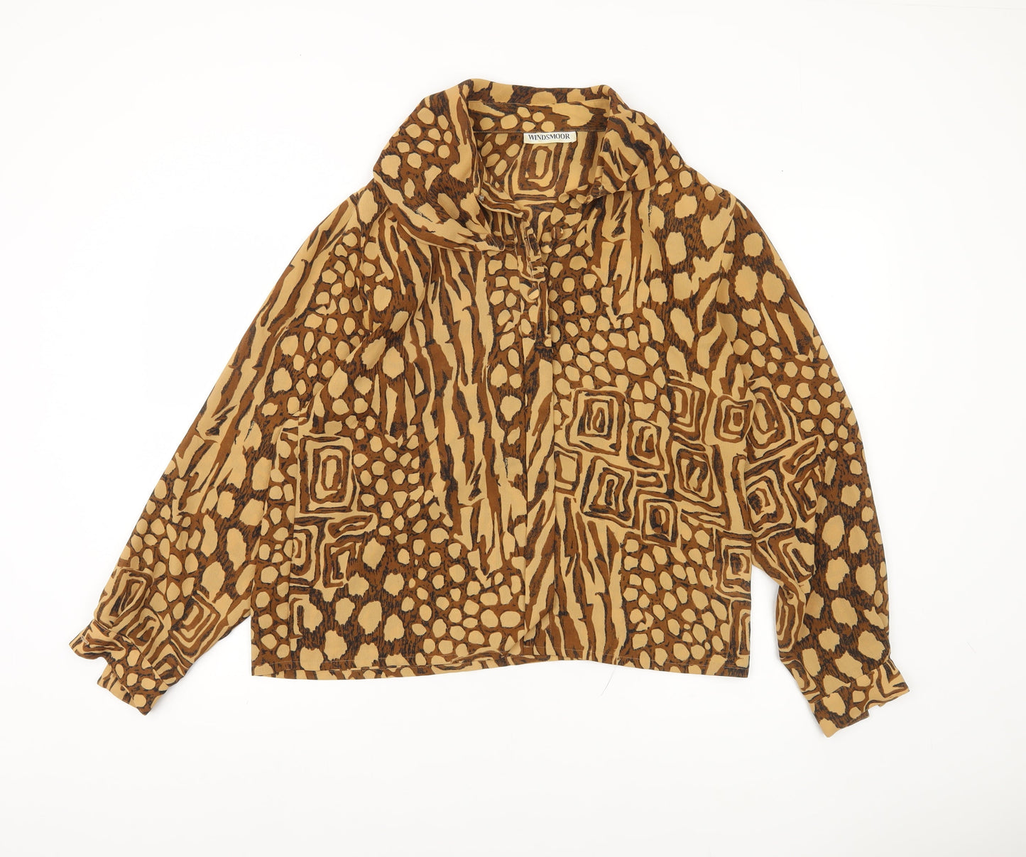 Windsmoor Women’s Brown Animal Print Blouse Size 14 Tunic Style