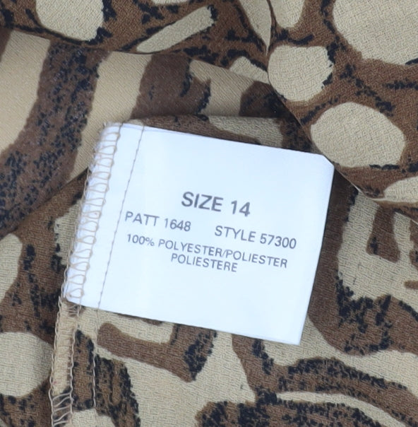 Windsmoor Women’s Brown Animal Print Blouse Size 14 Tunic Style