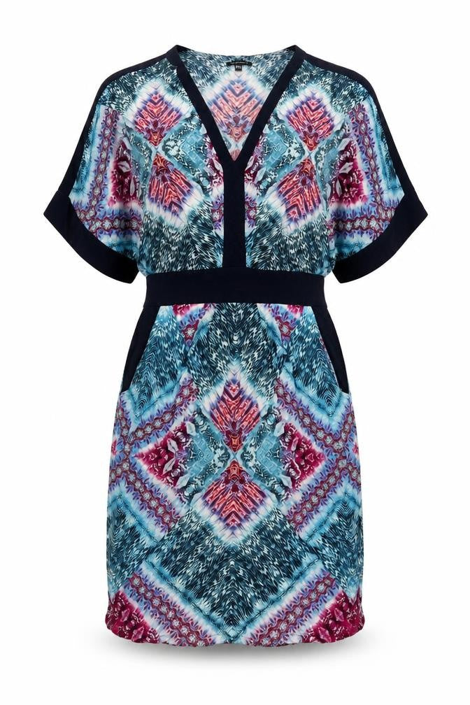 Warehouse Women’s Multicoloured UK 10 Wrap Dress Boho V-Neck