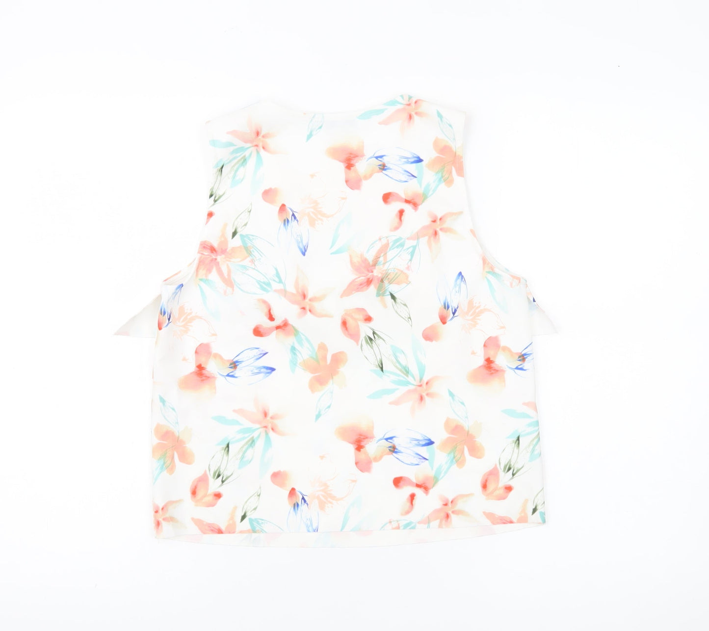 Mango Women’s Multicoloured Floral Ruffle Sleeveless Blouse Size 8