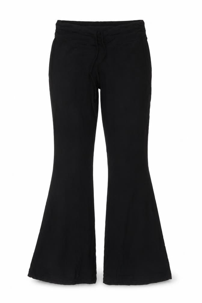 Front view of ASOS Women’s Black Flared Jersey Trousers, size UK 10